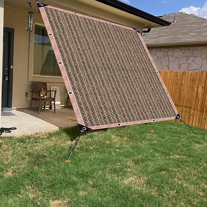 90% Sun Shade Cloth, 6 x 6 FT Pergola Shade Cover Canopy with Grommets, Sun Screen Fabric Tarp for Patio, Outdoor, Garden, Backyard, Mocha