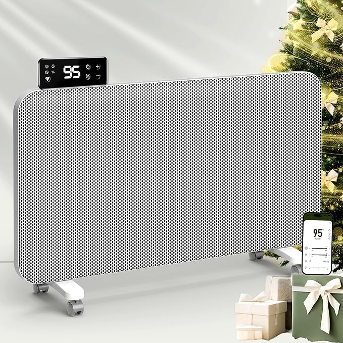 1500W Convection Heater,Space Heater for Large Room Use,Wifi App Control,24H Timer,Tip-over & Overheat Protection,Thermostat,Standing or Wall Mount,Electric Heaters for Indoor,Office,Bedroom,31 inch