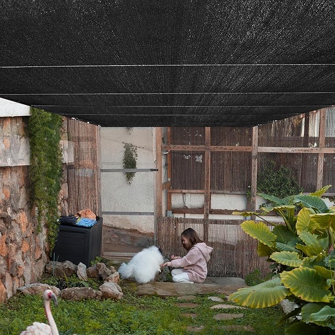 90% Shade Cloth,12 x 16 FT,Tear Resistant Sun Shade Net with Reinforced Grommet,Durable Garden Shade Tarp Cover for Greenhouse,Sunshade Outdoor Patio and Pergola,Chicken Coop,Plant Cover,Black
