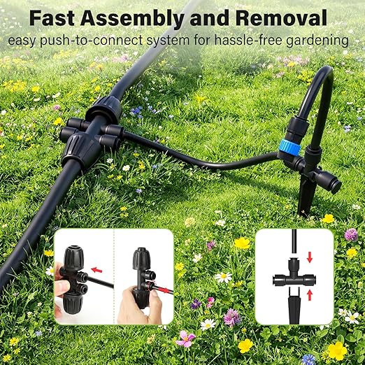 MIXC 2026-Upgrade 360° Adjustable Drip Irrigation System Kit, 133FT Bendable Watering Misting System with 3 Spray Nozzle Types, 1/2" (33FT) & 1/4" (100FT) Tubing for Garden Raised Bed Lawn Greenhouse