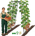 7Ft Adjustable Garden Arch Trellis for Climbing Plants Outdoor, Heavy Duty Rustproof Stainless Steel Cucumber Trellis for Raised Beds, Tall Metal Plant Support for Tomato, Squash, Beans, Flowers