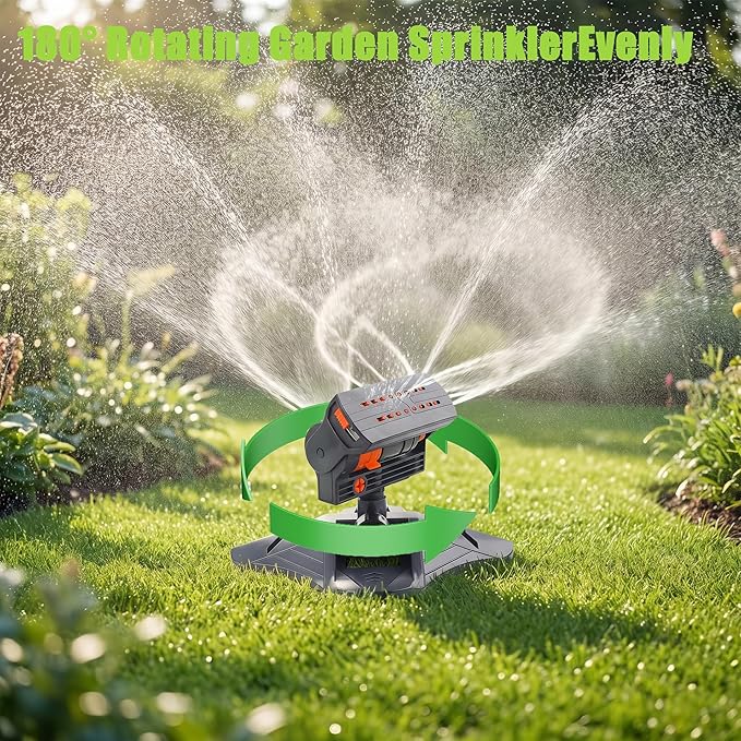 2026 Upgraded 16-Nozzle Oscillating Sprinkler with Dual-Zone Sprinkler Water Timer, 360° 16-Hole Automatic Rocking Sprinkler, Turbo Orbit Mist Sprinklers System for Garden (B No Timer)