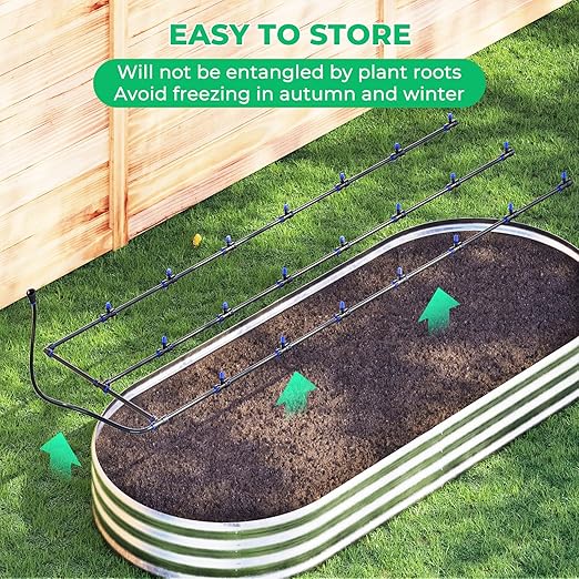 HIRALIY Raised Bed Drip Irrigation Kit Medium, DIY Garden Grid Watering System, Garden Irrigation System, for Flower Bed up to 3 x 8FT