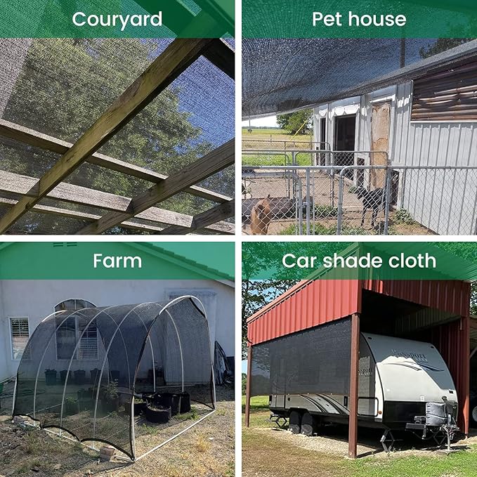 40% 30 X 50 FT Black Shade Cloth, Outdoor Woven Sun Shade with Grommets, Durable Breathable Netting Shading Antifreezing for Patio, Garden, DIY Home, Plants Cover, Greenhouse, Dog Kennel