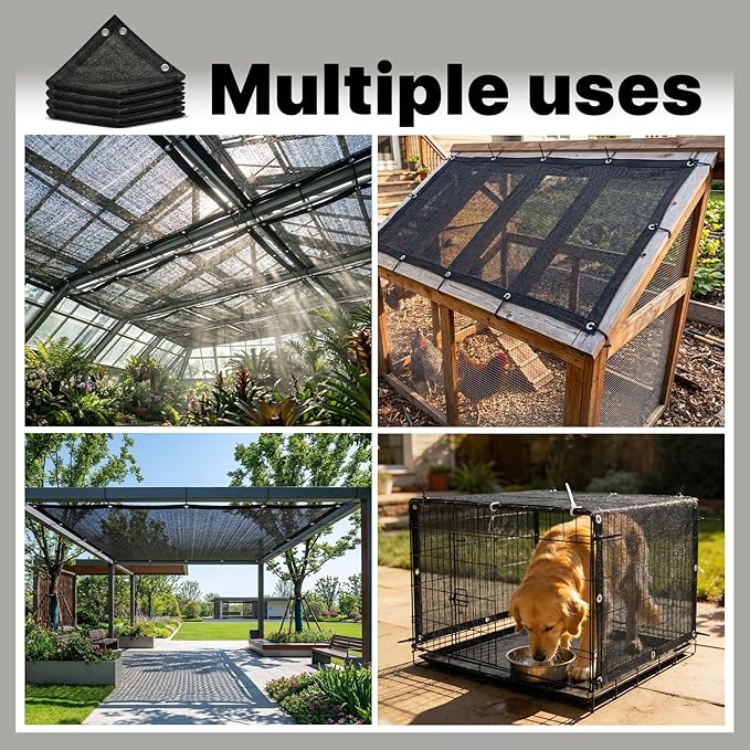 ShadeMart 50% Shade Cloth for Plant, Black 12FT x 57FT Custom Size Outdoor Shade Tarp, Shade Cover with Upgrade Grommets and Zip Ties, Netting Sunblock Net for Vegetables Flower Garden Greenhouse.