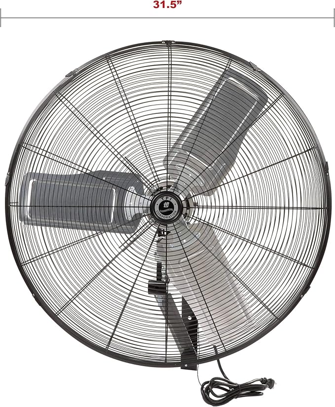 TPI Corporation CACU30WO 30" High Velocity Oscillating Pedestal Mount Fan for Garage, Commercial, Industrial — 3 Speed 120 Volt Motor, 9' Cordset