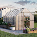 Kingdura 8x12ft Walk-in Greenhouse for Outdoors, Large Polycarbonate Greenhouses with Heavy Duty Aluminum Frame, Adjustable Roof Vent, Lockable Door, UV Protection for Outside Garden Backyard