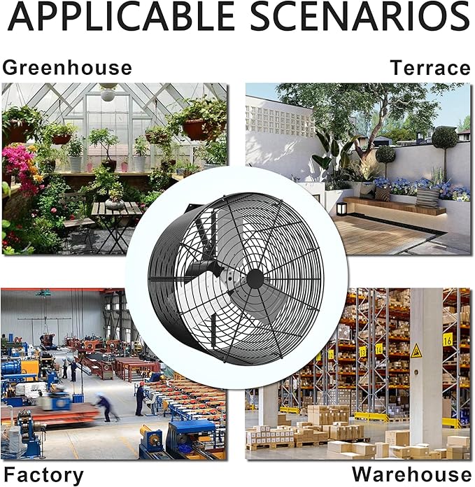 Greenhouse Circulation Fan Air Circulation Fan 1/2 HP 115V Ceiling Wall Mount Fan High Speed Circulation Fan for Greenhouse, Warehouse, Patio, Garage 7860CFM, ETL Listed