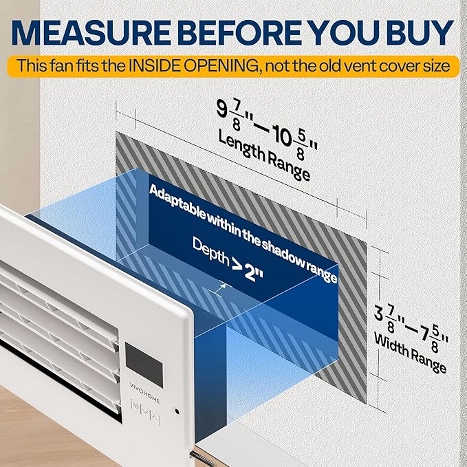 VIVOHOME Register Booster Fan - 6'' x 10'' Opening with Adjustable Louver - Smart Thermostat & 10-Speed WIFI App Control - AC Vent Fan for Floor, Ceiling, Wall - Quiet Operation (White)