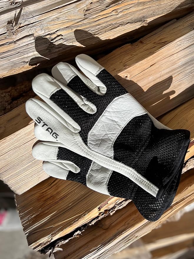 Leather Gloves Men- 211 Gifts for Gardeners Heavy Duty Cowhide Mesh Back Work/Construction/Warehouse/Yardwork