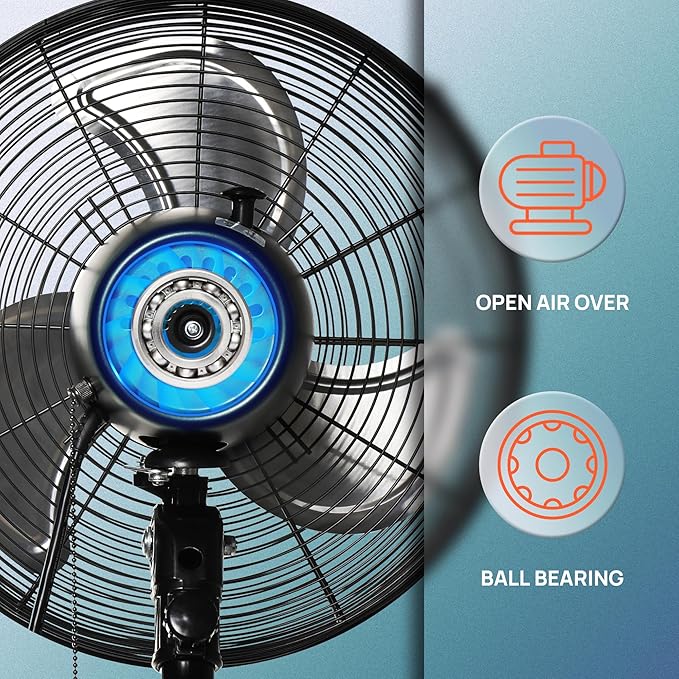 Tornado 20 Inch Pro Series High Velocity Wall Mount Fan, Oscillating Industrial, Commercial & Residential Fan, 3-Speed, 5250 CFM, 1550 RPM, 1/6 HP, 6.6 FT Cord, UL Listed