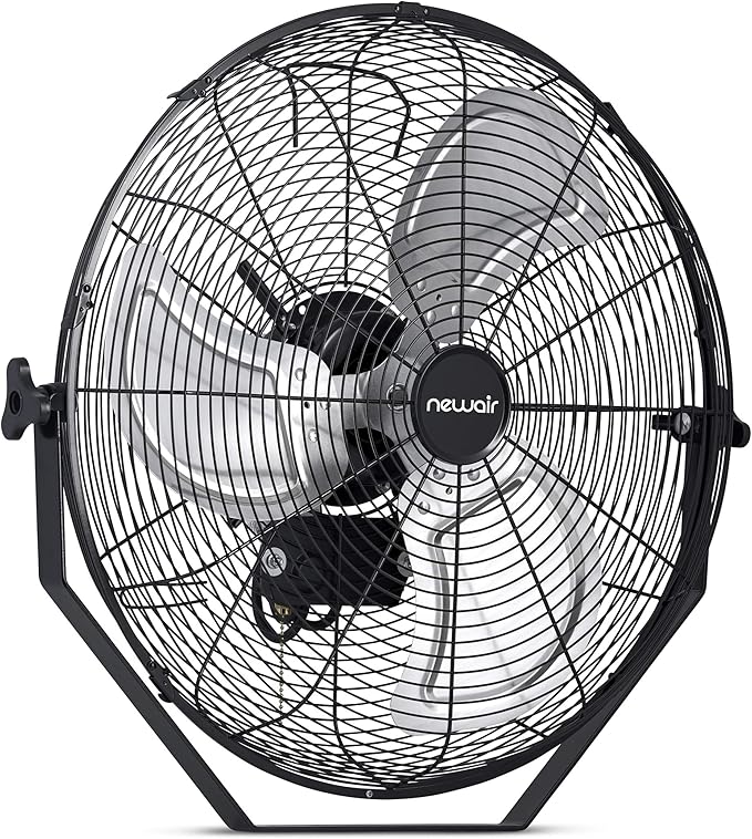 NewAir 20" High Velocity Outdoor Fan, Heavy Duty Waterproof 2-in-1 Floor Stand or Wall Mount Fan, Adjustable Tilt and 3 Speeds up to 4650 CFM | Wall Fan or Garage Fan for Indoor, Patio, Gym or Porch