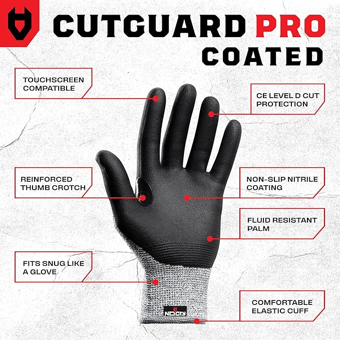 NoCry Professional Cut Resistant Work Gloves for Men and Women with Firm Grip and Waterproof Palms — Touchscreen Tips & Reinforced Thumb — Ideal for Cutting, Slicing and Dicing