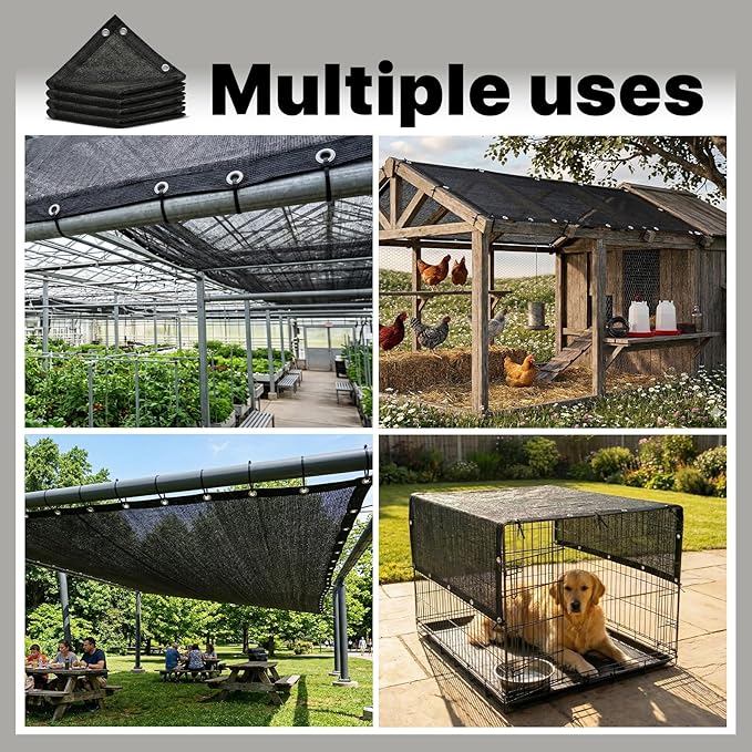 Royal Shade 70% Black Shade Cloth Custom Size 19FT x 51FT Mesh Tarp with Grommets for Garden Patio, Plant Shading, Greenhouse, Pergola, Chicken Coop, Dog Kennel, Lawn. (We Make Custom Size)