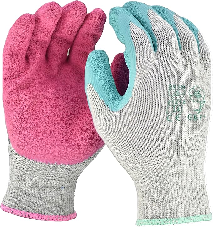 G & F Products Rubber Coated Work Gloves Dozen Pack, Double Layer for Construction, Gardening, Heavy Duty Use