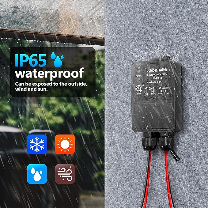 DieseRC Waterproof Wireless Remote Control Radio Control Switch AC 110V/120V/240V 30A Relay Receiver for Wet Location Outdoor Yard Area Light Water Pump Farm Irrigation Roof Garden Street Warehouse