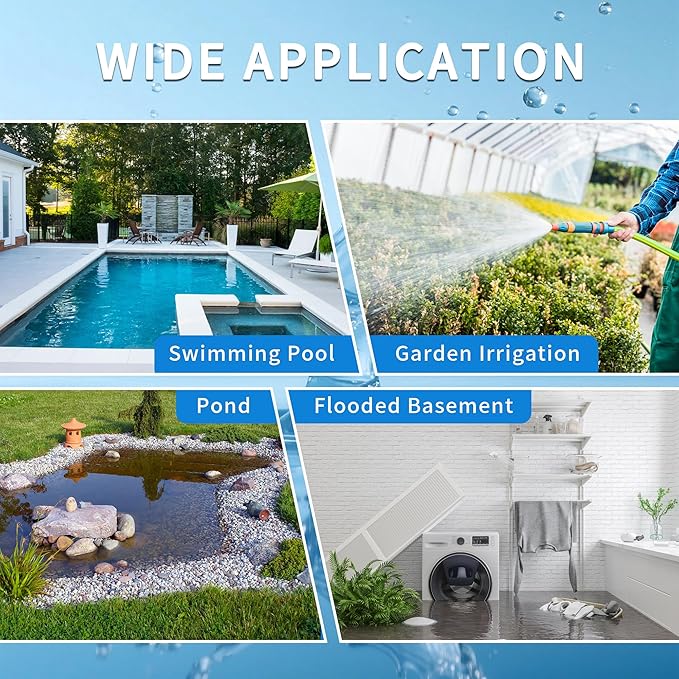 FOTING 1.5HP Sump Pump, 6300GPH High Flow Clean&Dirty Submersible Water Pump with Float Switch, Thermoplastic Electric Portable Utility Pump for Pool Draining Hot Tub Garden Basement