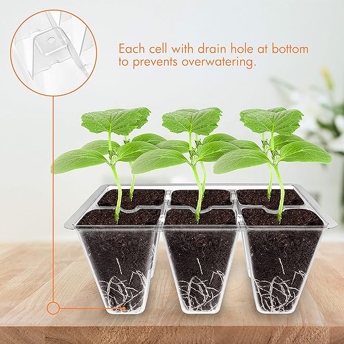 Gardzen 3 Pack Seed Starter Tray Germination Kit, Seed Starter Kit with Adjustable Humidity Dome, Plant Growing Kit 6.6" x 4.5" (12-Cell per Tray), Clear