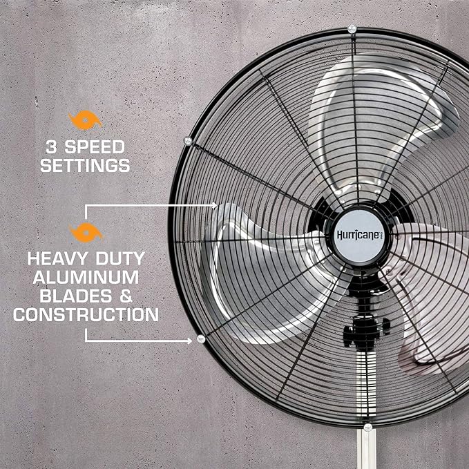 Hurricane 2-Pack Pro High-Velocity Oscillating Metal Stand Fan w/ 3-Speed Setting, 20" - Heavy-Duty Cooling Pedestal Unit w/ 4500 CFM, Adjustable Tilt & Height for Home, Garage, Gym & Workshop