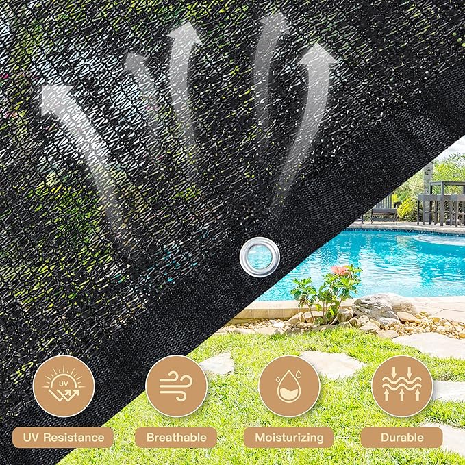 VICLLAX 50% Customized Black Garden Shade Fabric Sun Shade Cloth - UV Protection Sun Shade Cover for Plants, Outdoor, Greenhouse & Lawn | Lightweight Cover Mesh Fabric with Grommets, 4x8 FT