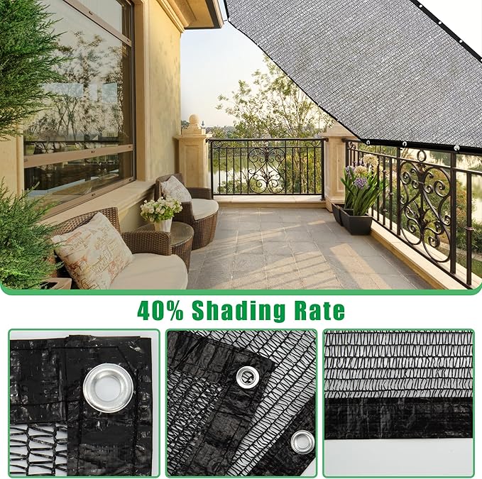 SPORTYOUTH Shade Cloth, 40% Black Sunblock Cover for Garden, 6x50 Ft Mesh Tarp with Grommets UV Resistant for Outdoor Greenhouse, Plants Vegetables Growing, Patio, Chicken Coop, Yard
