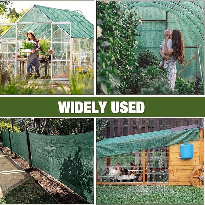 40% 6ft x 200ft Bulk Eyelets Shade Cloth Roll UV Resistant Sunblock Shade Net Windscreen Cover Fabric Roll for Garden Greenhouse Flower Plant Patio Kennel Canopy(Green)