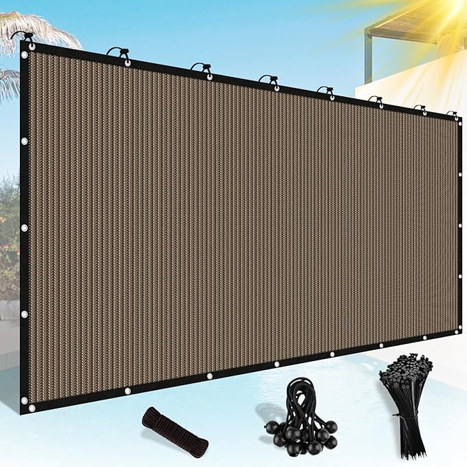 Shade&Beyond Customized Shade Cloth with Grommets, 90% UV Protection Pergola Shade Cover Mesh Tarp Sun Screens for Patio GN06, Outdoor, Garden, 12' X 12', Mocha