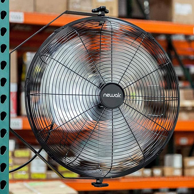 NewAir WindPro18W Wall Mount Fan | High-Velocity Industrial, Shop or Garage Fan | 3 Speed Settings | 3000 CFM | Black