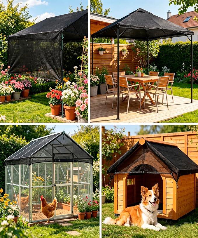 E.share 40%-50% Black Sun Shade Cloth Outdoor - 12Ft X 20Ft Garden Shade Netting with Grommets for Greenhouse, Plant Covers, Patio, Chicken Coop, Barn & Kennel