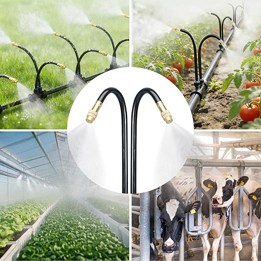 Drip Irrigation System for Garden, Automatic Watering System with Adjustable 360° Copper Spray Nozzles, DIY Drip Irrigation Kit for Yard, Lawn, Greenhouse, Raised Beds & Potted Plants (50FT)
