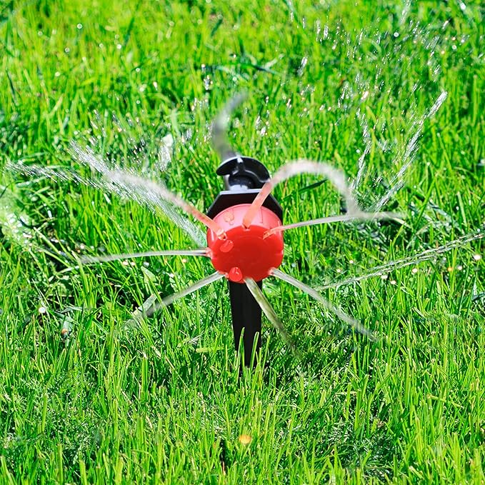 Honoson 30 Pack 1/2 Inch Irrigation Tubing Hold Down Anchor Stakes, 0.87 x 4.33 Inch Drip Tubing Stakes with 50 Pcs 1/4" Adjustable Irrigation Drippers Sprinklers for Garden Patio Lawn Hoses(Red)