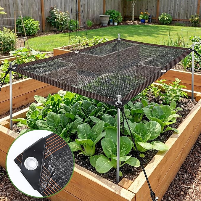 70% Shade Cloth for Garden, 6.56 X 3.3Ft Sun Shades Cloth Outdoor Patio with Stakes, Rope and Gloves, Plant Shades for Outdoor Plants, Durable Uv Blocking Mesh for Garden, Patio, Greenhouse