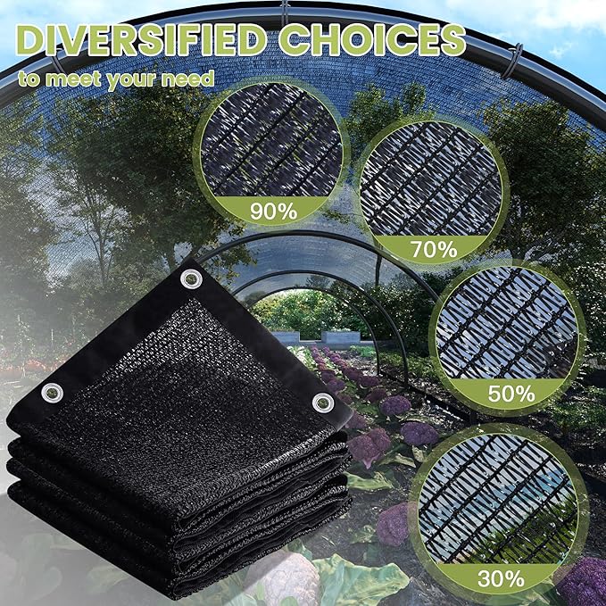 90% Patio Shade Cloth, Outdoor Sun Shade Fabric with Grommets, UV Protection for Backyards, Chicken Coop, Greenhouse, Carport, Garden, Mesh Tarp 3×6 FT, Black