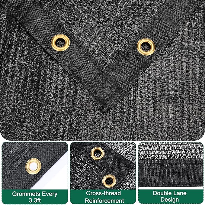 Kesfitt 70% Shade Cloth 12x12 ft, Breathable HDPE Mesh Sun Shade Tarp for Garden & Greenhouse, UV Resistant Outdoor Shade Fabric with Copper Grommets for Plants, Patio, Yard