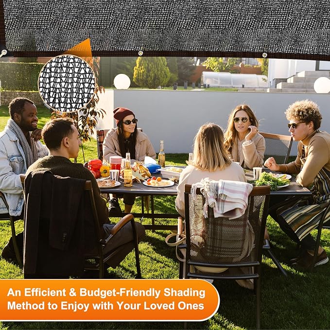 M METERXITY 40% Sun Shade Cloth for Garden, HDPE 10x20 ft Sun Shade Net with Reinforced Grommets for Patio/Greenhouse/Plant Cover, Heavy Duty Sunblock Resistant Mesh Tarp [Black]