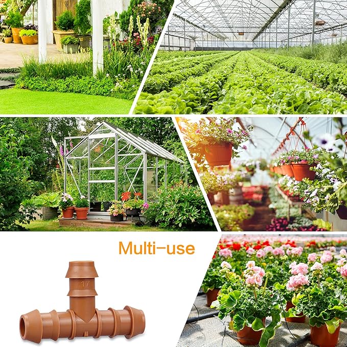 20 Pieces Drip Irrigation Fittings Tee Connectors for 1/2" Tubing, Barbed T 3 Way Connectors for 1/2 Inch Irrigation Tubing(0.600" ID), Drip Line Tees for Drip Sprinkler Garden Lawn Systems