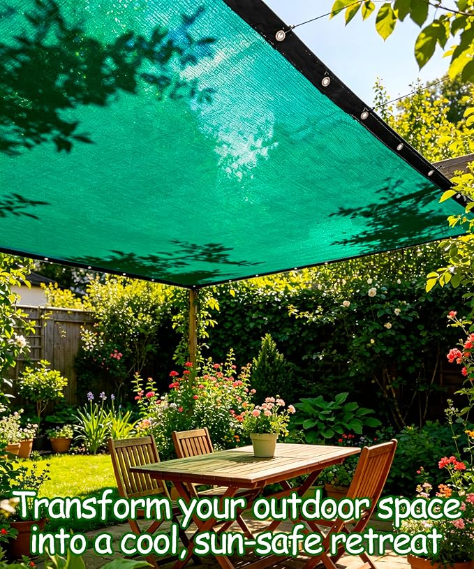 90% Green Shade Cloth 20ft x 30ft Heavy Duty Outdoor Mesh Tarp with Grommets, Sun Shade Canopy for Patio, Garden, Greenhouse, Chicken Coops, Plants Vegetables, Swimming Pool