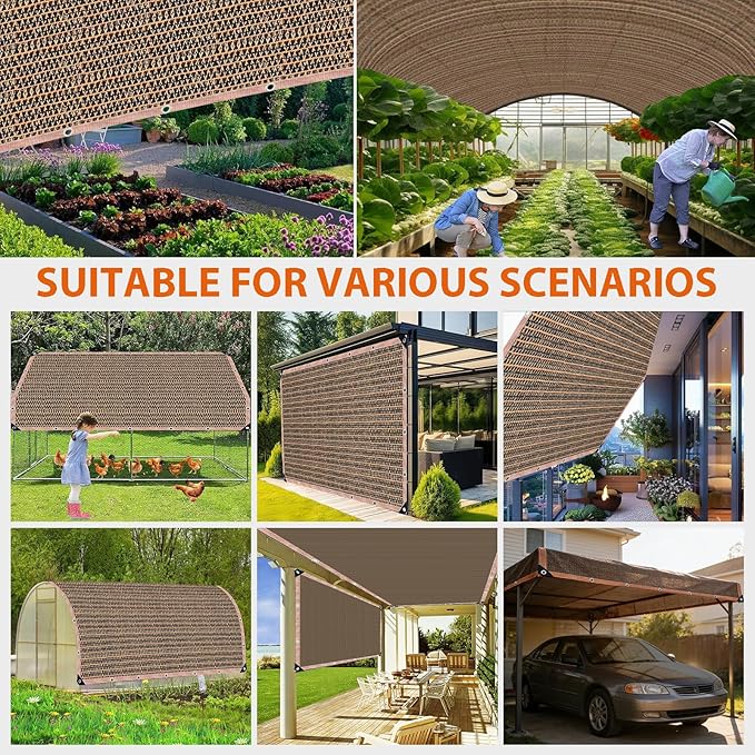 90% Outdoor Sun Shade Cloth, 20 x 20 FT Pergola Shade Cover with Grommets, Privacy Screen Sunshades for Patio Garden Backyard Plant, Mocha
