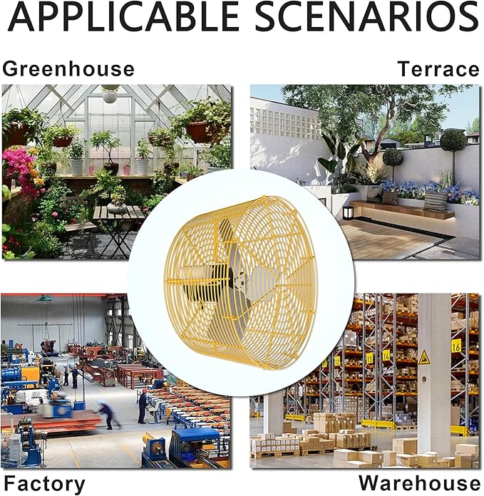 Greenhouse Circulation Fan Air Circulation Fan 1/10 HP 115V Ceiling Wall Mount Fan High Speed Circulation Fan for Greenhouse, Warehouse, Patio, Garage 1470CFM, ETL Listed