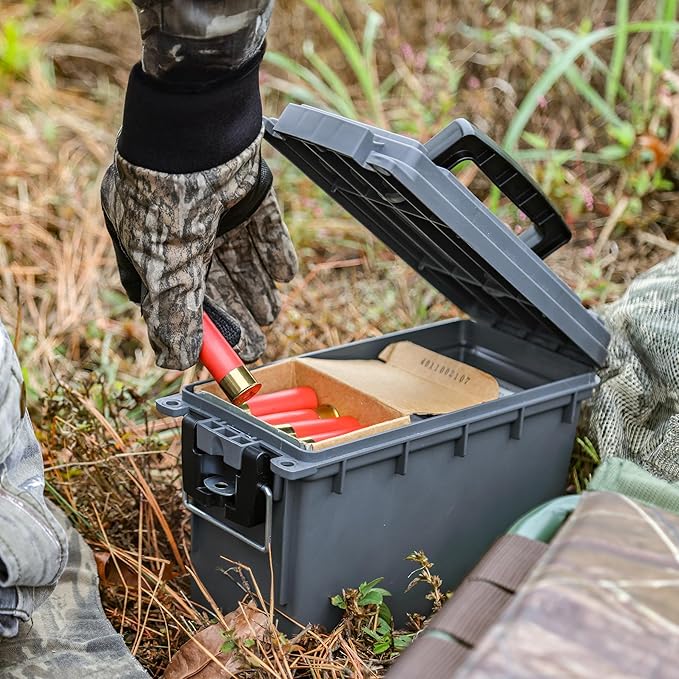 Sheffield 12628 Ammo Storage Box, Stackable .30 Cal Field Boxes, Water and Dust Resistant, Lockable Storage Box with Handle, Secures Hunting Gear, Supplies, and Bullets, Made in USA, | (Pack of 6)