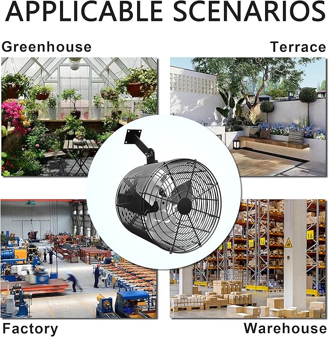 Greenhouse Air Circulation Fan 1/80 HP 115V Ceiling Wall Mount High Speed Circulation Fan for Greenhouse, Warehouse, Patio, Garage 450CFM, ETL Listed
