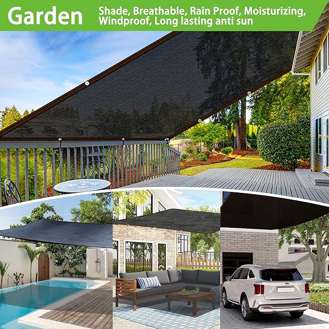 Shade Cloth, 9.8 x 19.7 FT 95% Sunblock Net for Garden Patio with HDPE Material and Reinforced Grommets Shade Tarp for Greenhouse, Plant, Pergola, and Backyard Patio Sunshade