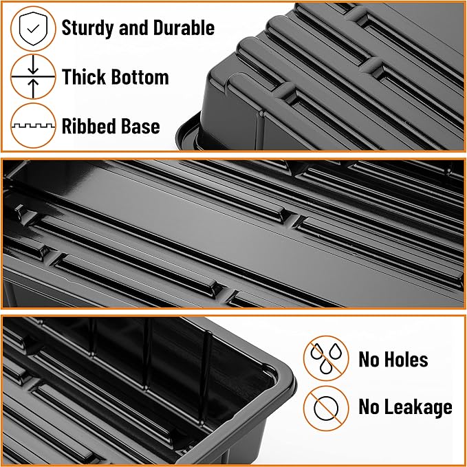 Mr. Pen- Seed Starter Trays, 5 Pack, 17"x10"x2.4", Durable Plastic Growing Trays, Stackable and Reusable Seedling Starter Kits for Indoor, Outdoor, Greenhouse Gardening, Planting, Hydroponic Systems