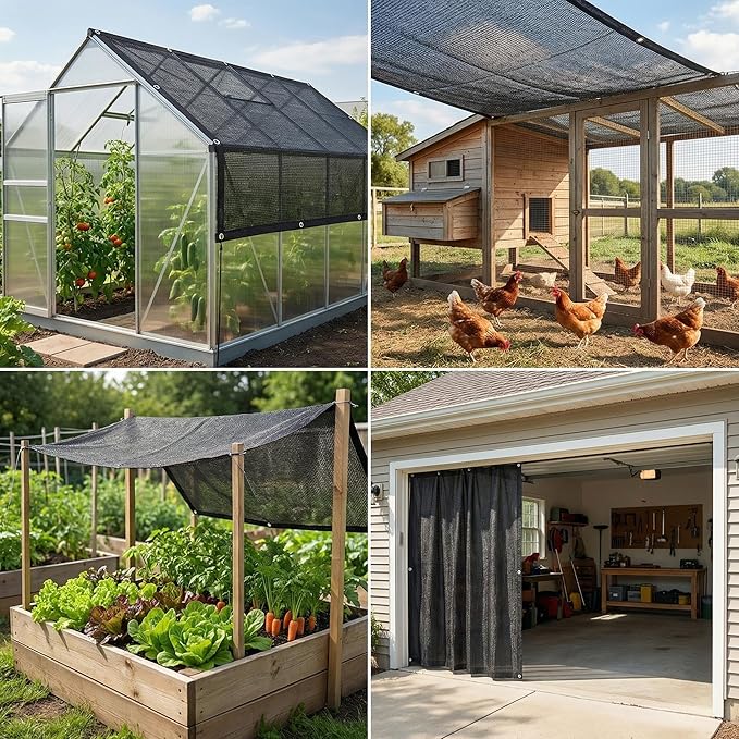40% Black Shade Cloth, 8 x 10 FT Durable Taped Edge with Brass Grommets UV Resistant Garden Sunblock Shade Net for Outdoor Greenhouse, Plant and Patio