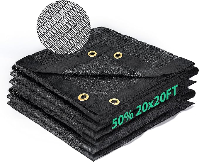 Kesfitt 50% Shade Cloth 20x20 ft, Breathable HDPE Mesh Sun Shade Tarp for Garden & Greenhouse, UV Resistant Outdoor Shade Fabric with Copper Grommets for Plants, Patio, Yard