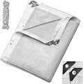 Mindsoft 1 Set Aluminum Shade Cloth 10 x 20 ft Reflective 99% Aluminum Cloth Silver Heat Reflective Tarp for Car Garden Outdoor Pergola Lawn Durable Sunblock Neting Shade Cover with Edge and Hole