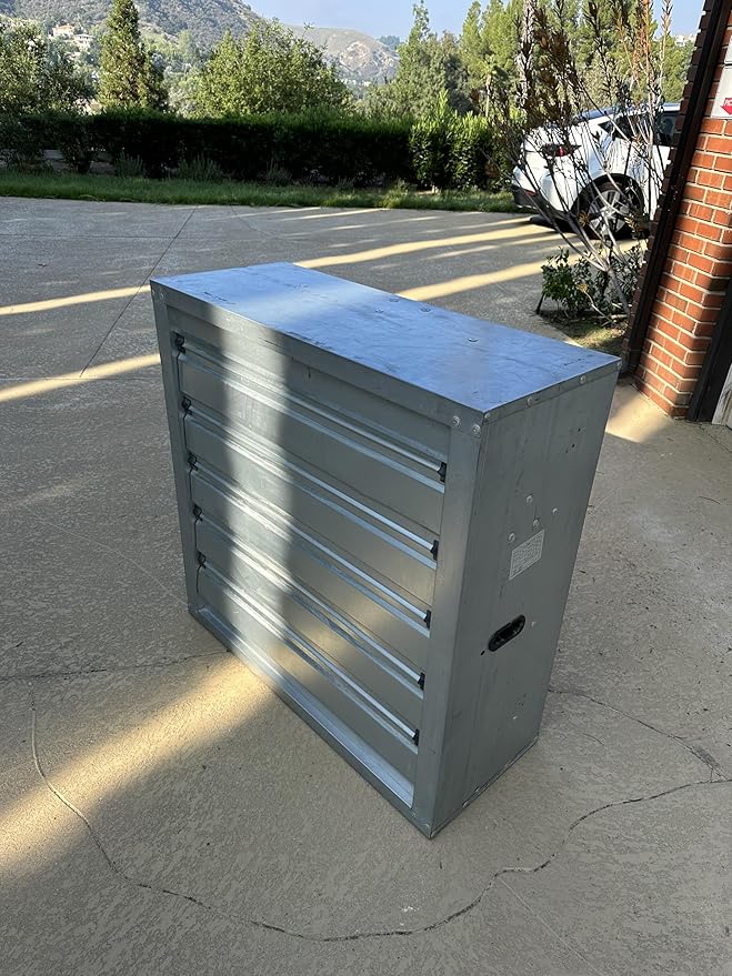 54" Belt Driven Greenhouse Exhaust Fan With Shutter, 50" Blade, 54" Square Housing, 25900 CFM, Commercial Agricultural Barn Shop Ventilation Fan, 1.5HP 240V Motor, Open Box Condition