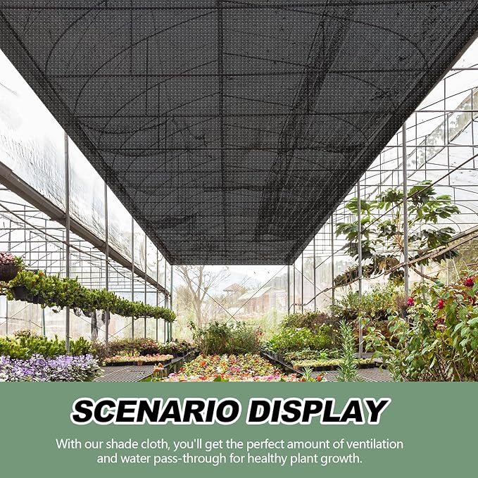 6 x 300 ft Shade Cloth Black Shade Cloth Roll for Covering Garden 70% Mesh UV Resistant Net with Ties for Patio Outdoor Greenhouse Fence Flower Plant Cover Canopy