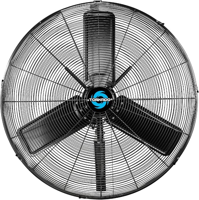 Tornado 30 Inch Outdoor Rated IPX4 Water-Resistant High Velocity Oscillating Wall Mount Fan For Industrial Use TEAO Motor 2 Speed 8400 CFM cETL Listed