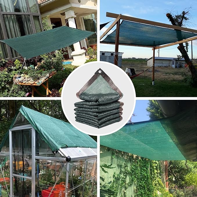 70% 20 X 20 FT Green Shade Cloth, Outdoor Woven Sun Shade with Grommets, Durable Breathable Netting Shading Antifreezing for Patio, Garden, DIY Home, Plants Cover, Greenhouse, Dog Kennel
